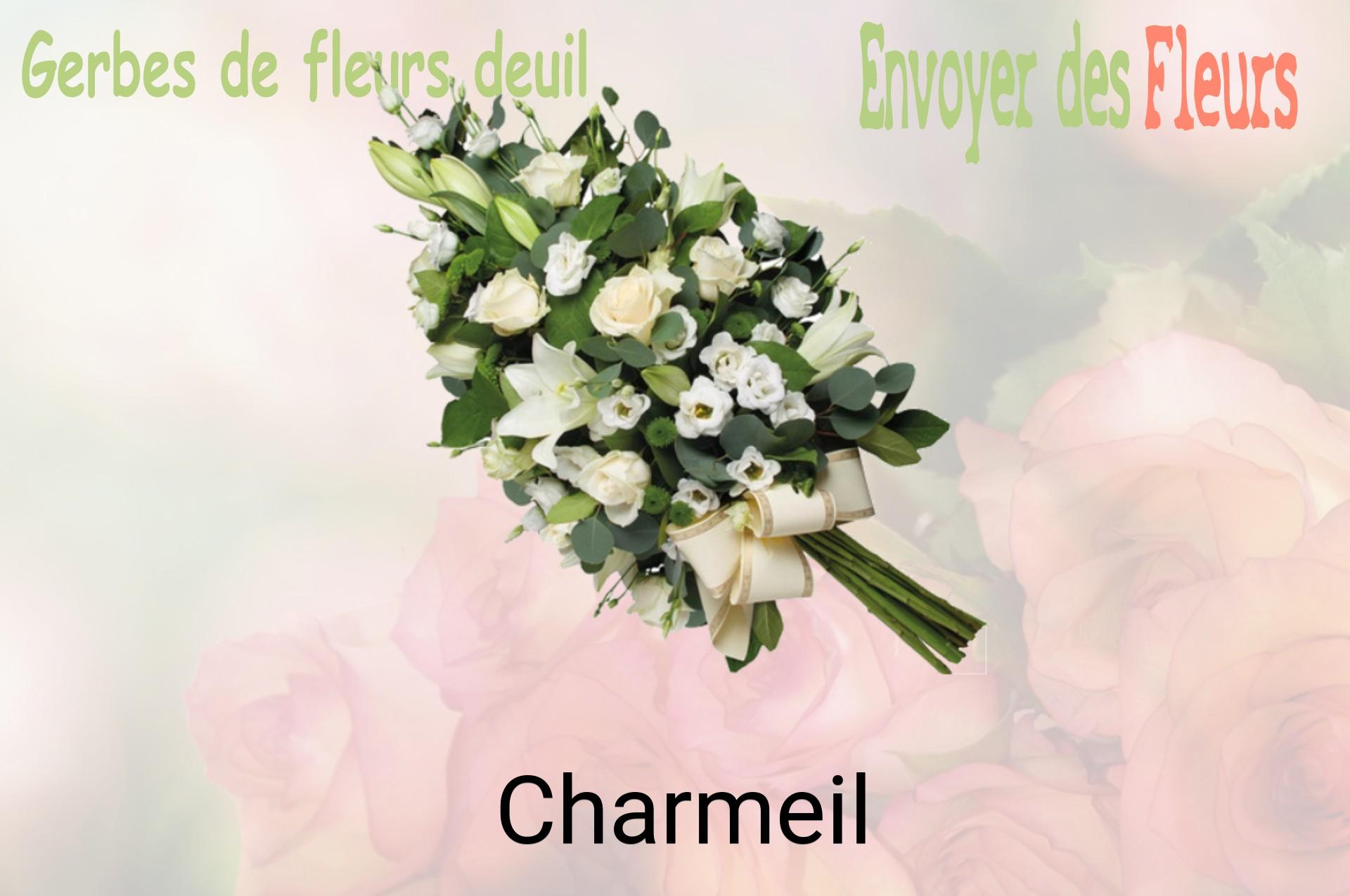 Gerbe de fleurs de deuil livrée à Charmeil